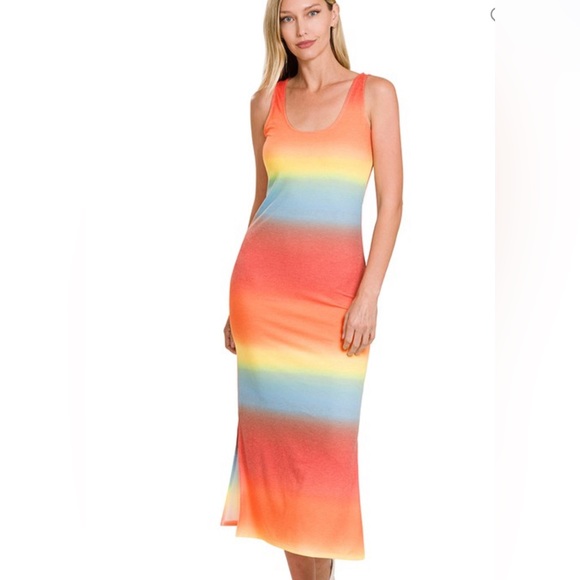 Zenana Outfitters Dresses & Skirts - Zenana Colorful Midi Tank Dress